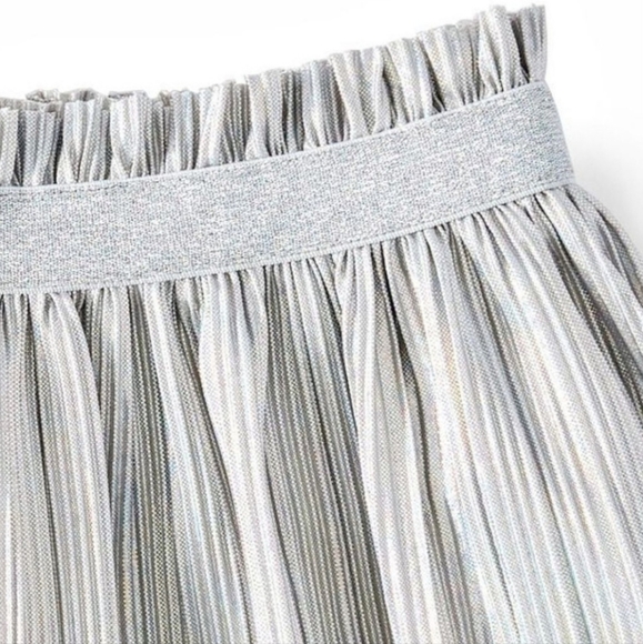 Wonder Nation Accordion Pleat Skirt Shiny Irridescent Silver Elastic Waist L EUC - Picture 3 of 12